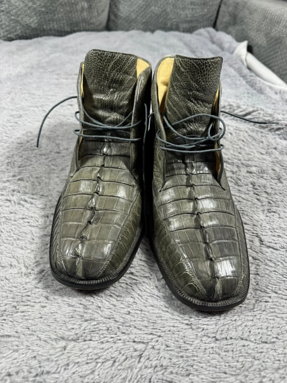 Genuine Crocodile Chukka Boots Mens Size 11 Green Leather Square Toe Dress